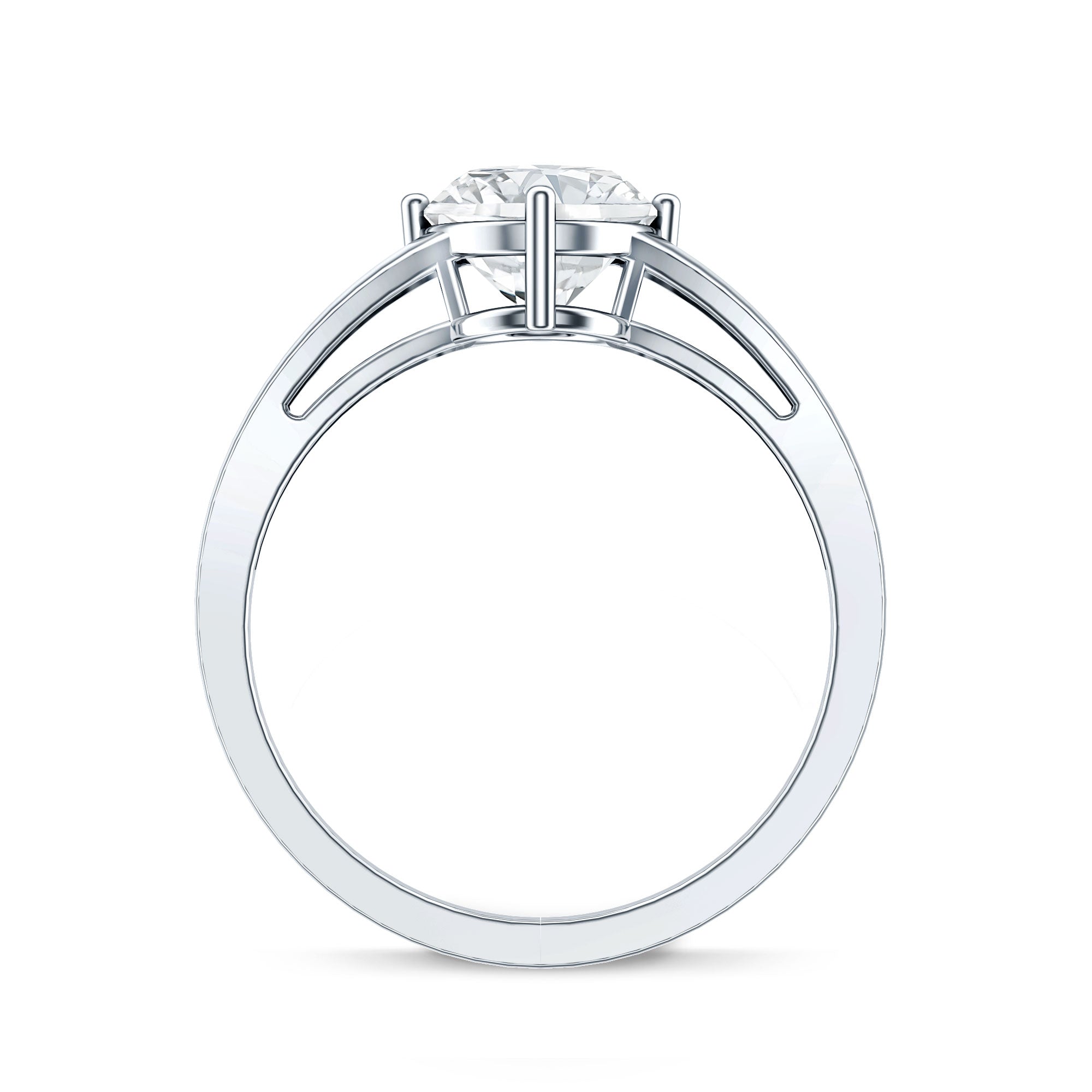 Oval Cut Moissanite Solitaire Engagement Ring in Split Shank D-VS1 - Rosec Jewels