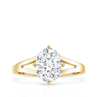 Oval Cut Moissanite Solitaire Engagement Ring in Split Shank D-VS1 - Rosec Jewels
