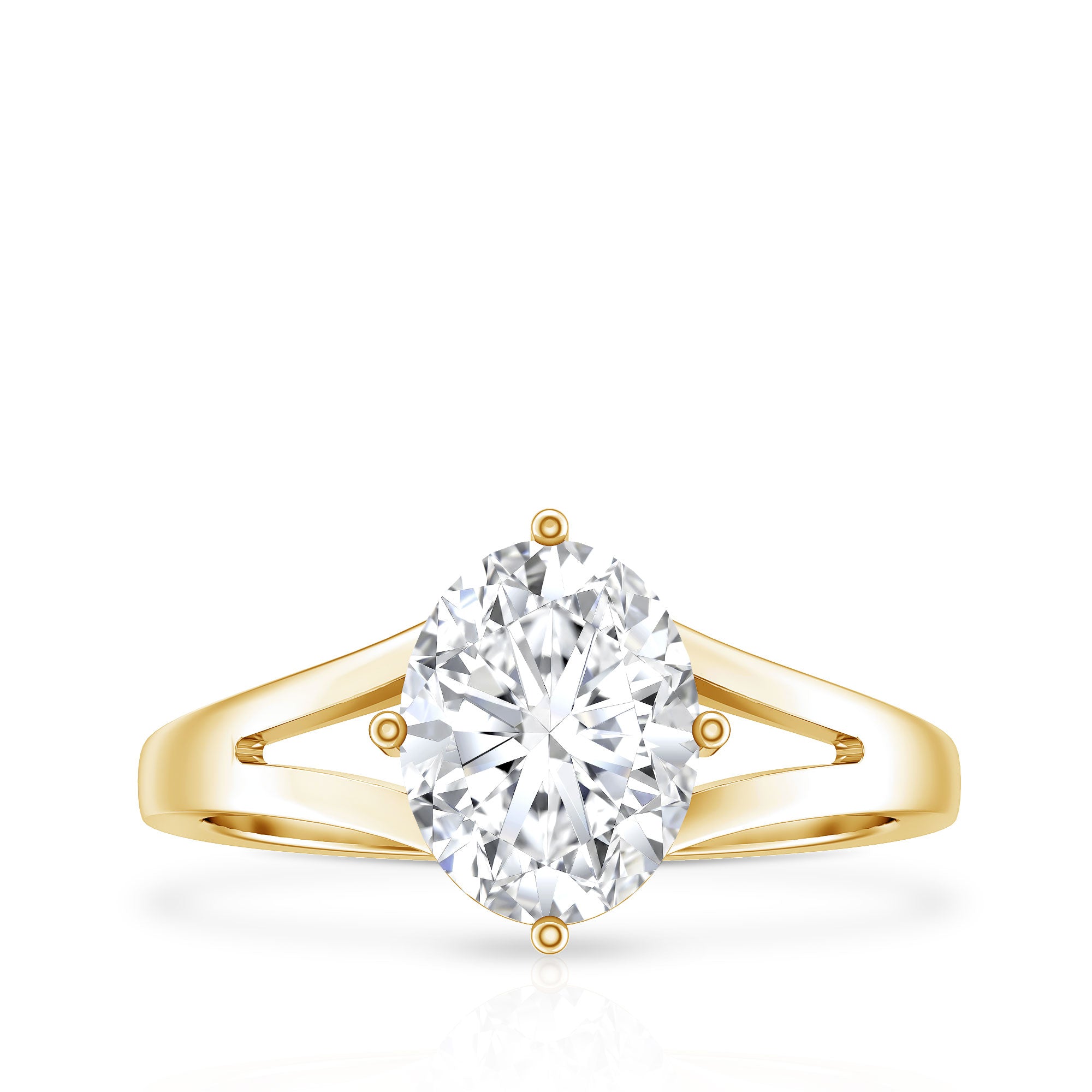 Oval Cut Moissanite Solitaire Engagement Ring in Split Shank D-VS1 - Rosec Jewels