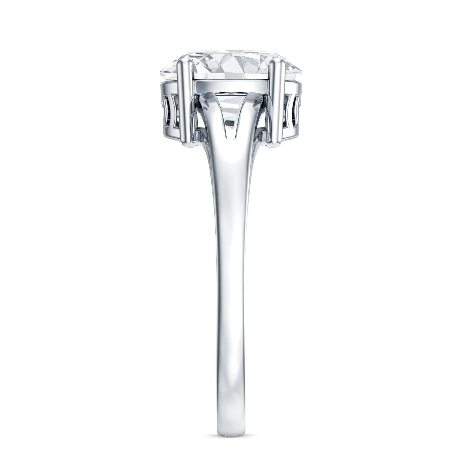 Rosec Jewels-Solitaire Oval Cut Moissanite Split Shank Engagement Ring