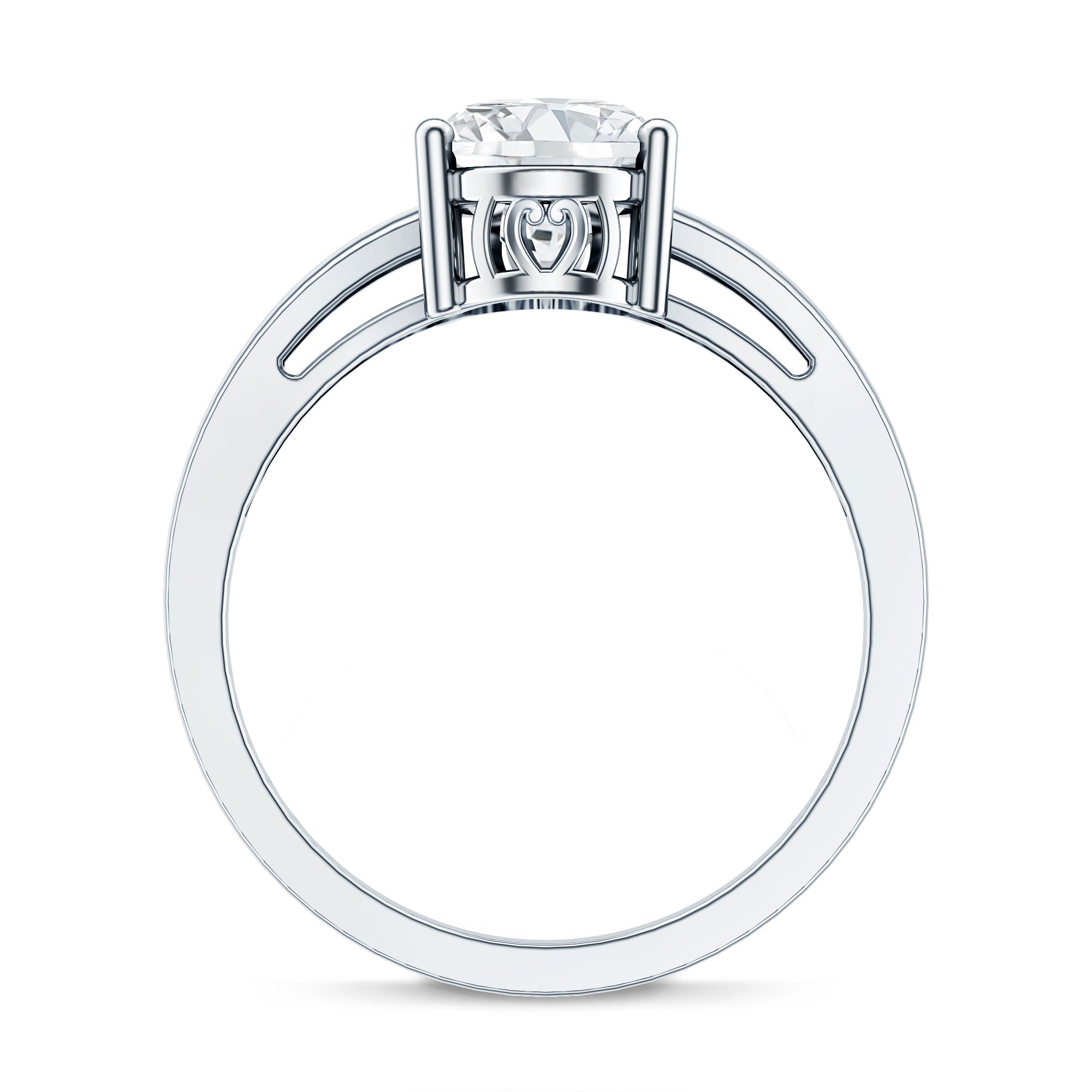 Rosec Jewels-Solitaire Oval Cut Moissanite Split Shank Engagement Ring