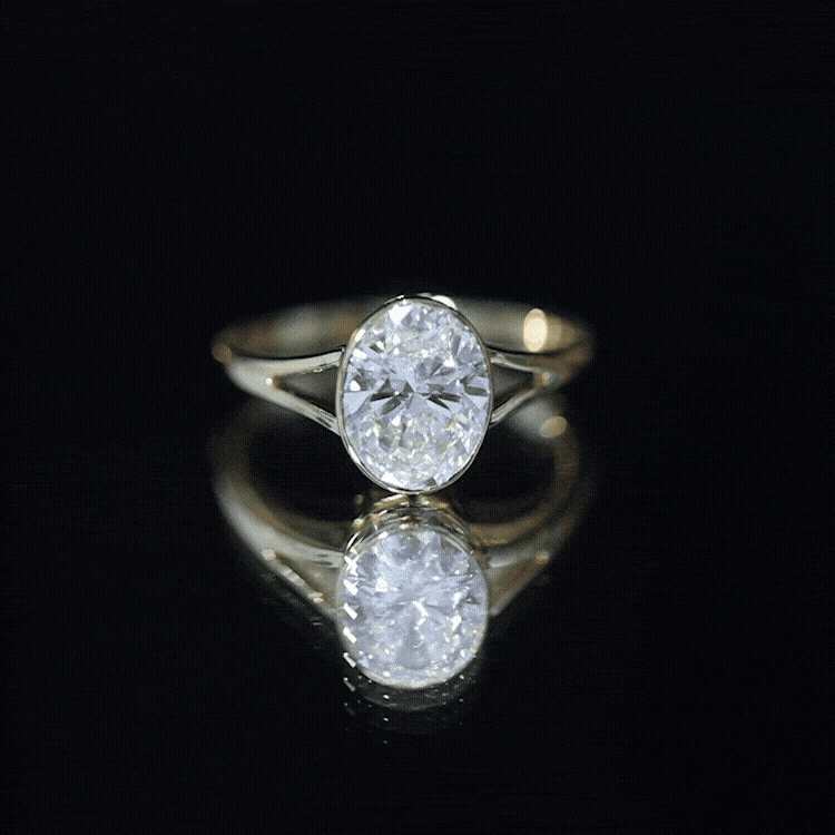 Certified 2 Carat Oval Moissanite Solitaire Engagement Ring in Split Shank D-VS1 - Rosec Jewels