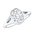 Certified 2 Carat Oval Moissanite Solitaire Engagement Ring in Split Shank D-VS1 - Rosec Jewels