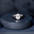 Certified 2 Carat Oval Moissanite Solitaire Engagement Ring in Split Shank D-VS1 - Rosec Jewels