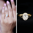 Certified 2 Carat Oval Moissanite Solitaire Engagement Ring in Split Shank D-VS1 - Rosec Jewels