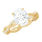 Rosec Jewels-Oval Shape Moissanite Solitaire Engagement Ring in Braided Shank
