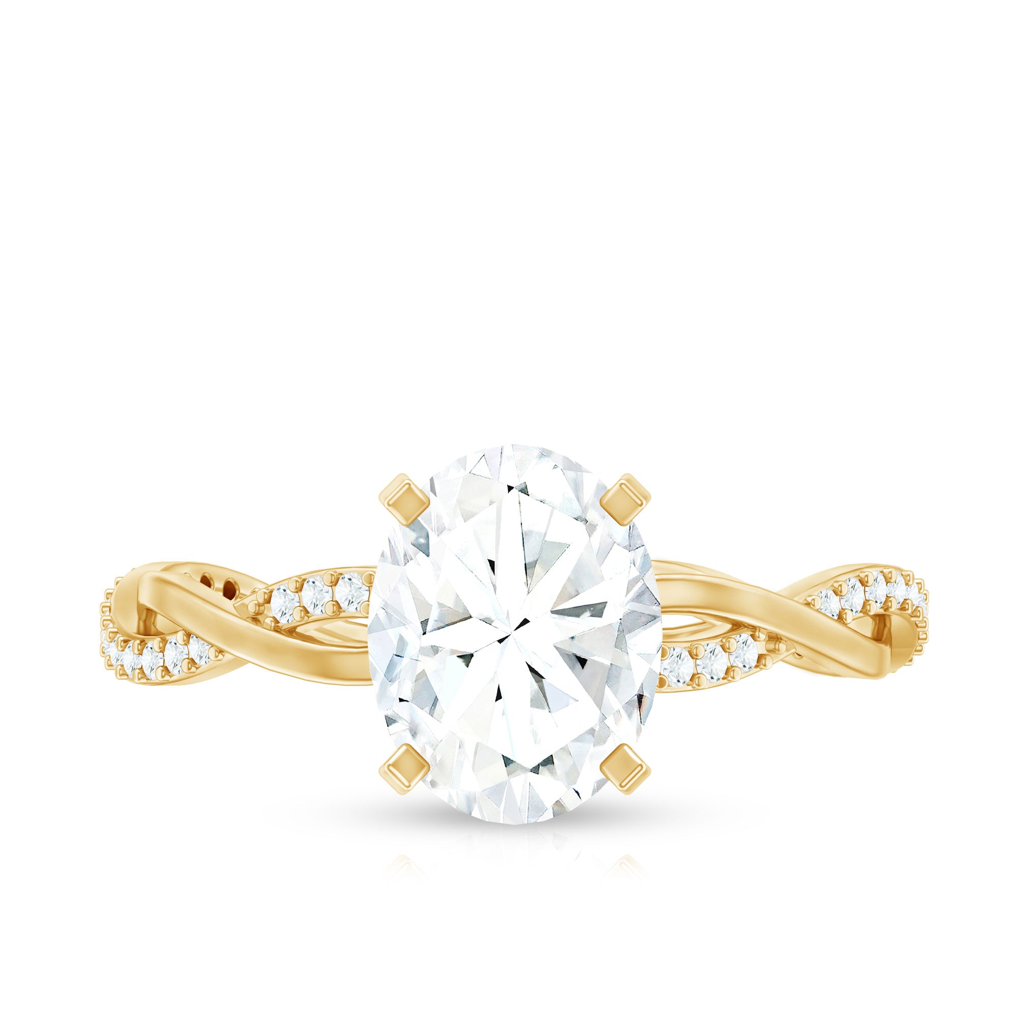 Rosec Jewels-Oval Shape Moissanite Solitaire Engagement Ring in Braided Shank