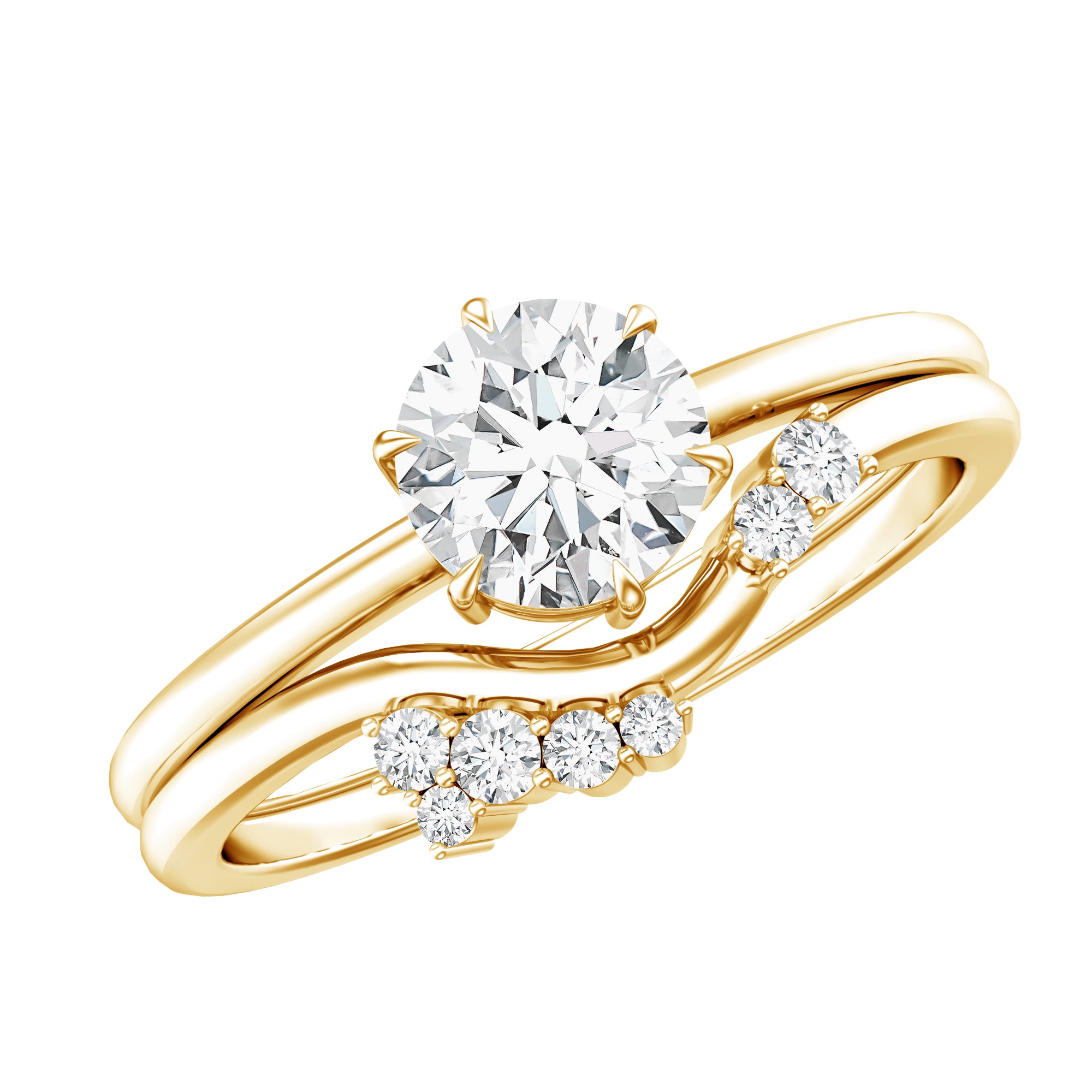 Solitaire Moissanite Wedding Ring Set for Her D-VS1 - Rosec Jewels