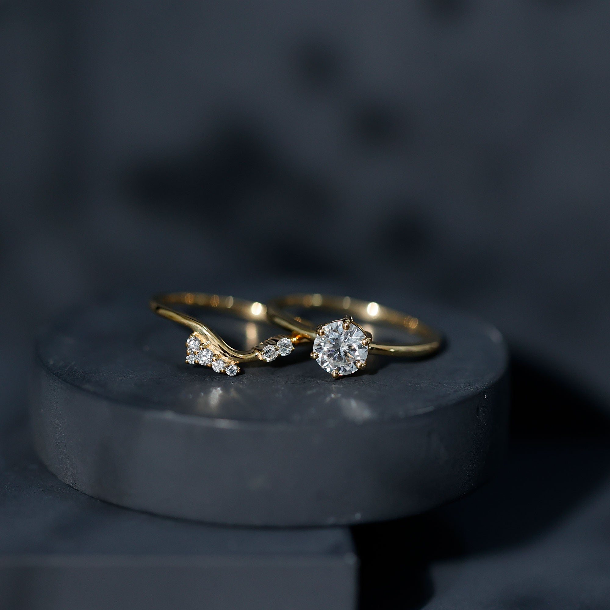 Solitaire Moissanite Wedding Ring Set for Her D-VS1 - Rosec Jewels