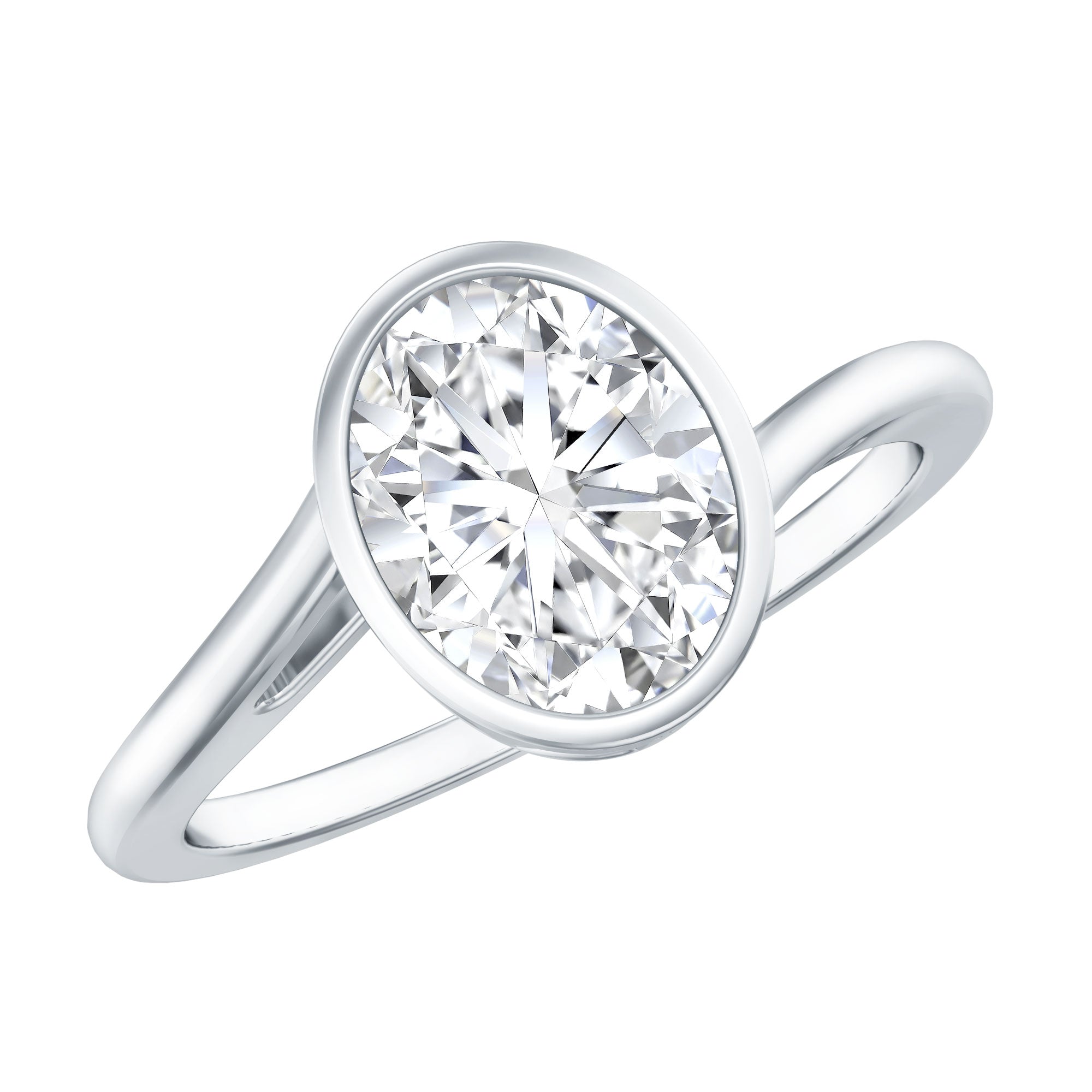 Solitaire 7X9 MM Moissanite Oval Engagement Ring with Bypass Shank D-VS1 - Rosec Jewels