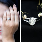 Solitaire 7X9 MM Moissanite Oval Engagement Ring with Bypass Shank D-VS1 - Rosec Jewels