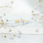 Solitaire 7X9 MM Moissanite Oval Engagement Ring with Bypass Shank D-VS1 - Rosec Jewels