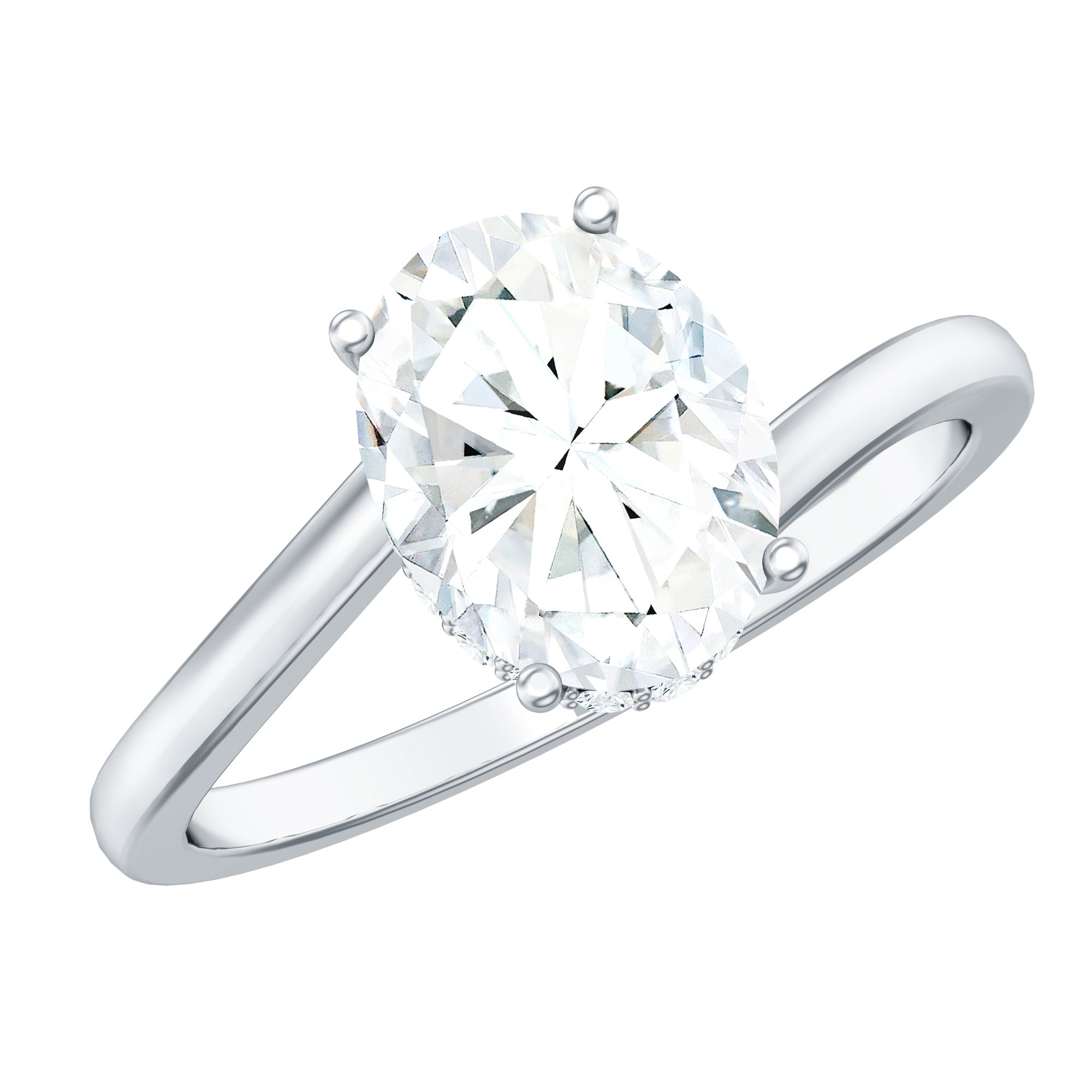 Rosec Jewels-Oval Cut Solitaire Moissanite Bypass Engagement Ring