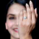 Antique Style Moissanite Halo Engagement Ring D-VS1 - Rosec Jewels