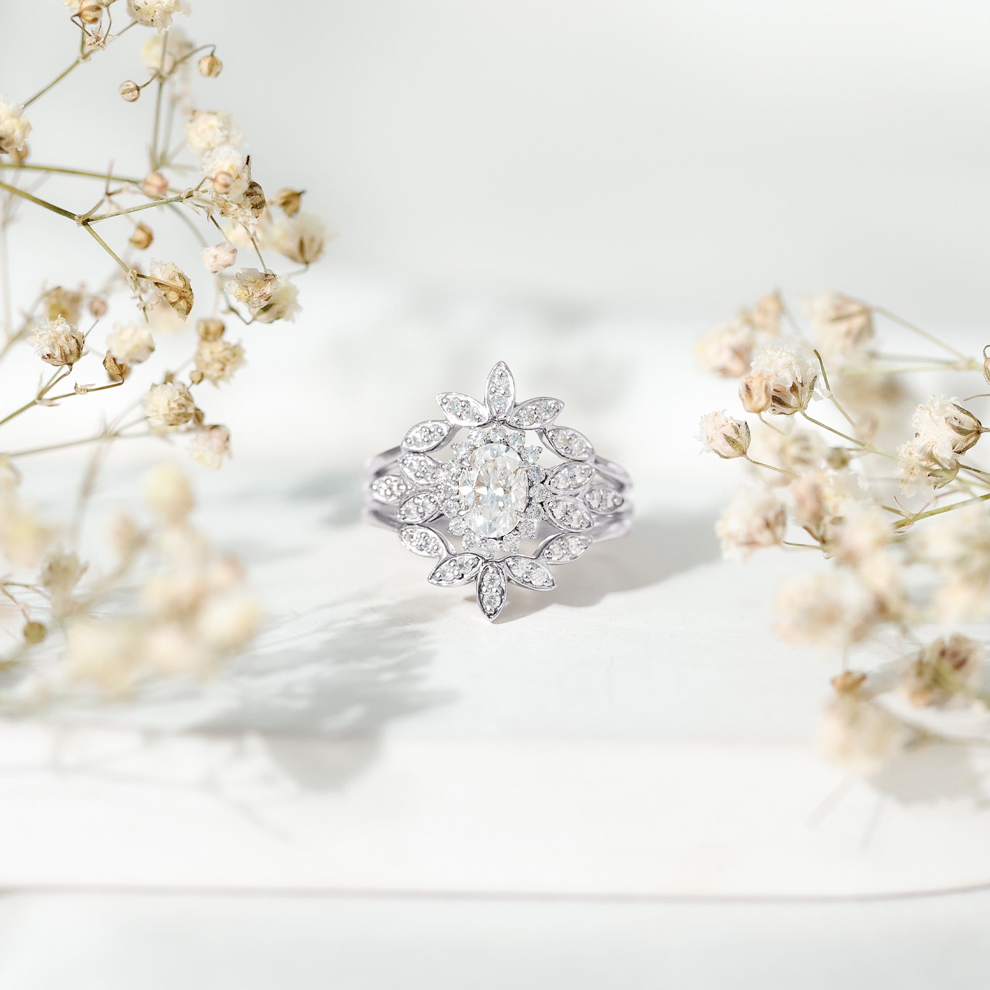 Rosec Jewels-Vintage Inspired Moissanite Wedding Ring Set of 3