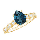 Pear Shaped London Blue Topaz and Diamond Engagement Ring For Women AAA - Rosec Jewels