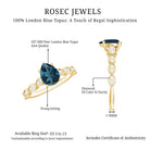 Pear Shaped London Blue Topaz and Diamond Engagement Ring For Women AAA - Rosec Jewels