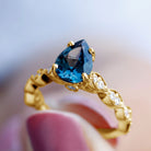 Pear Shaped London Blue Topaz and Diamond Engagement Ring For Women AAA - Rosec Jewels