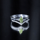 Marquise Cut Peridot Solitaire Wedding Ring Set with Diamond AAA - Rosec Jewels