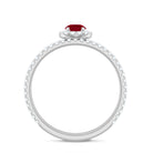 Natural Ruby Wedding Engagement Ring Set with Diamond AAA - Rosec Jewels