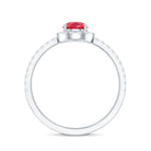 Rosec Jewels-Lab Created Ruby Teardrop Halo Engagement Ring with Diamond