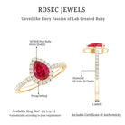 Rosec Jewels-Lab Created Ruby Teardrop Halo Engagement Ring with Diamond