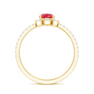 Rosec Jewels-Lab Created Ruby Teardrop Halo Engagement Ring with Diamond