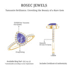 Real Pear Shape Tanzanite Teardrop Engagement Ring with Diamond Halo AAA - Rosec Jewels