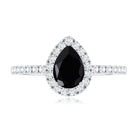 Certified 0.85 Carat Pear Shape Lab Grown Black and White Diamond Halo Engagement Ring AAAA ( Synthetic ) - Rosec Jewels