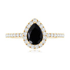 Certified 0.85 Carat Pear Shape Lab Grown Black and White Diamond Halo Engagement Ring AAAA ( Synthetic ) - Rosec Jewels