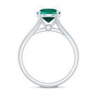 Certified 8 mm Lab Grown Emerald Engagement Ring with Diamond AAAA - Rosec Jewels