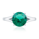 Certified 8 mm Lab Grown Emerald Engagement Ring with Diamond AAAA - Rosec Jewels