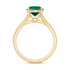 Certified 8 mm Lab Grown Emerald Engagement Ring with Diamond AAAA - Rosec Jewels