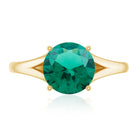 Certified 8 mm Lab Grown Emerald Engagement Ring with Diamond AAAA - Rosec Jewels