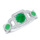 Rosec Jewels-Natural Emerald Diamond Vintage Looking Engagement Ring