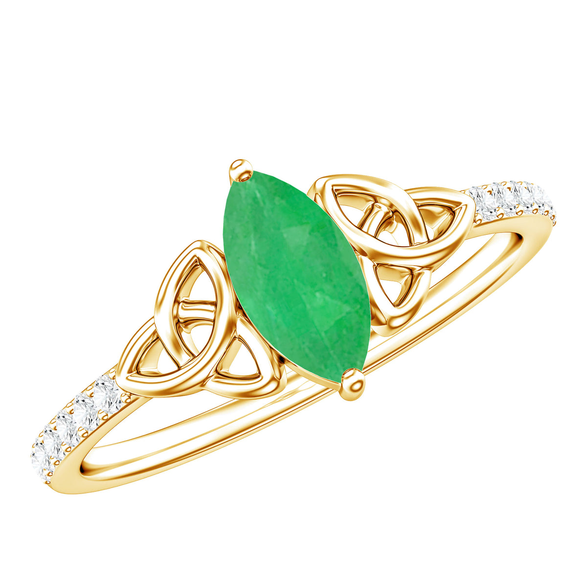 Natural Marquise Emerald Diamond Promise Ring with Celtic Knot AAA - Rosec Jewels