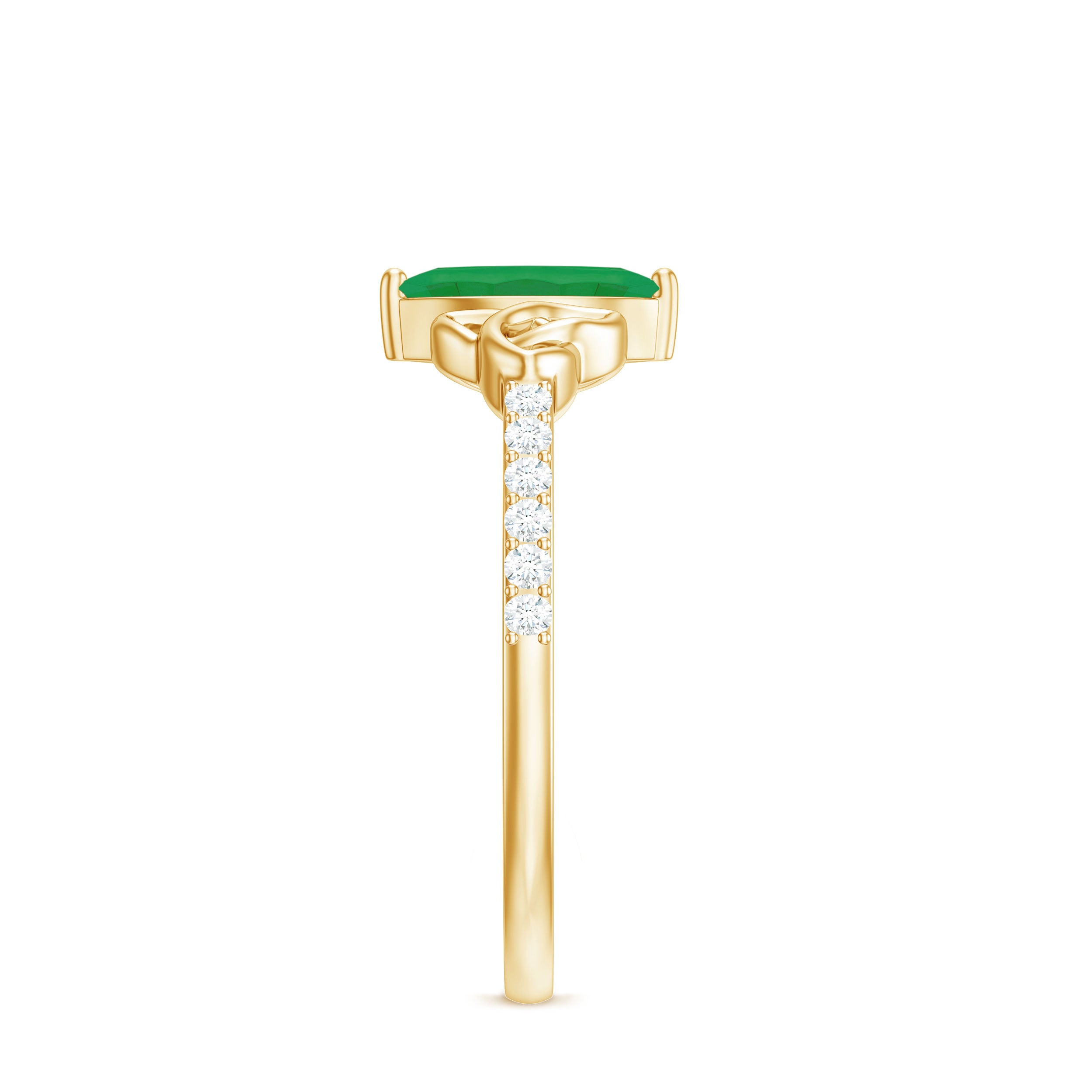 Natural Marquise Emerald Diamond Promise Ring with Celtic Knot AAA - Rosec Jewels