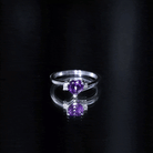 Real 0.9 Carat Amethyst Heart Engagement Ring with Diamond AAA - Rosec Jewels