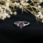 Real 0.9 Carat Amethyst Heart Engagement Ring with Diamond AAA - Rosec Jewels