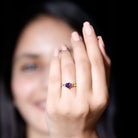 Real 0.9 Carat Amethyst Heart Engagement Ring with Diamond AAA - Rosec Jewels