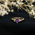 Real 0.9 Carat Amethyst Heart Engagement Ring with Diamond AAA - Rosec Jewels