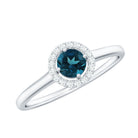 Certified Blue Topaz and Diamond Halo Promise Ring AAA - Rosec Jewels