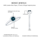 Certified Blue Topaz and Diamond Halo Promise Ring AAA - Rosec Jewels