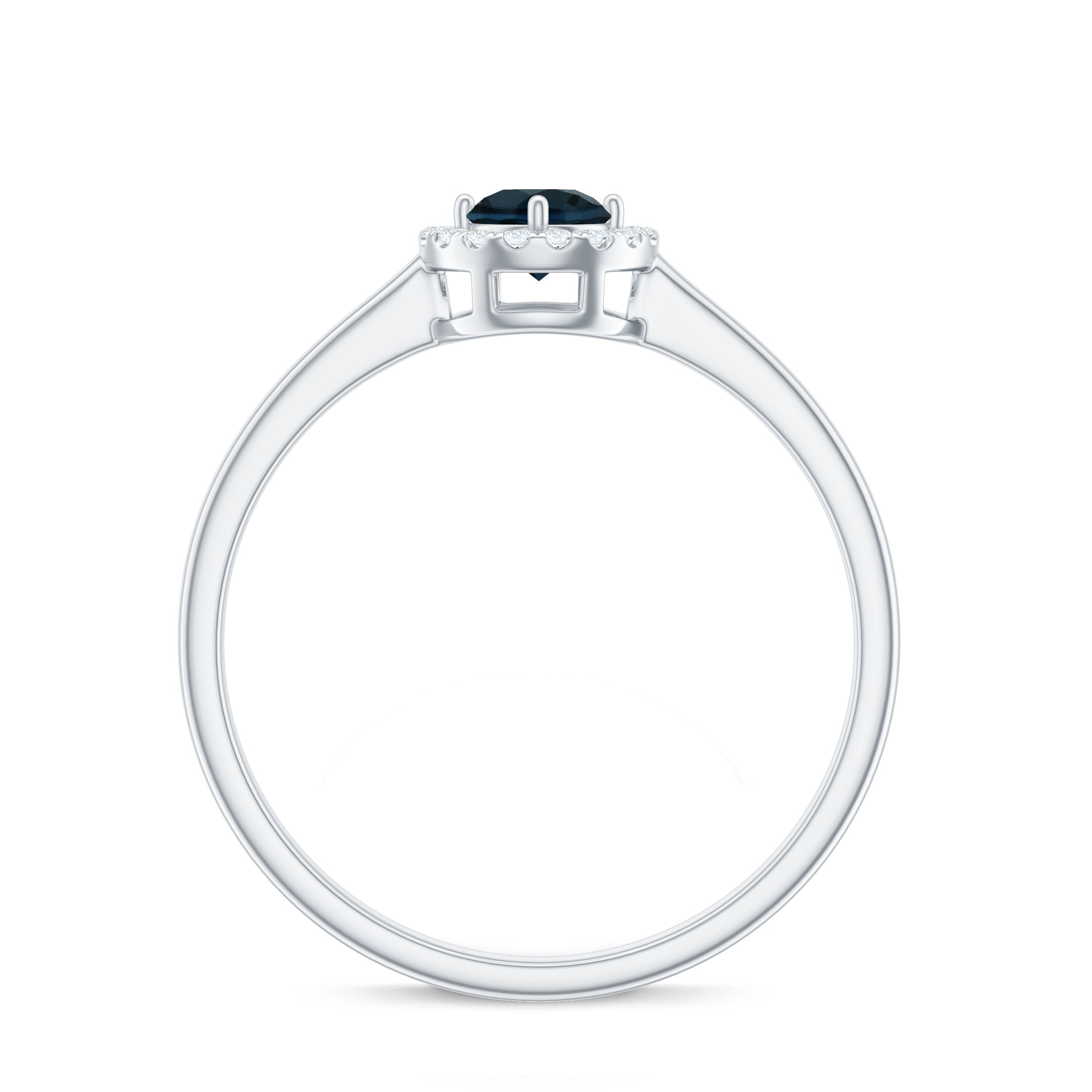 Certified Blue Topaz and Diamond Halo Promise Ring AAA - Rosec Jewels