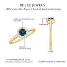 Certified Blue Topaz and Diamond Halo Promise Ring AAA - Rosec Jewels