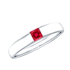 Princess Cut Created Ruby Solitaire Promise Ring AAAA - Rosec Jewels
