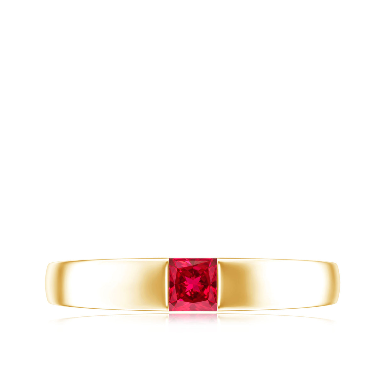 Princess Cut Created Ruby Solitaire Promise Ring AAAA - Rosec Jewels