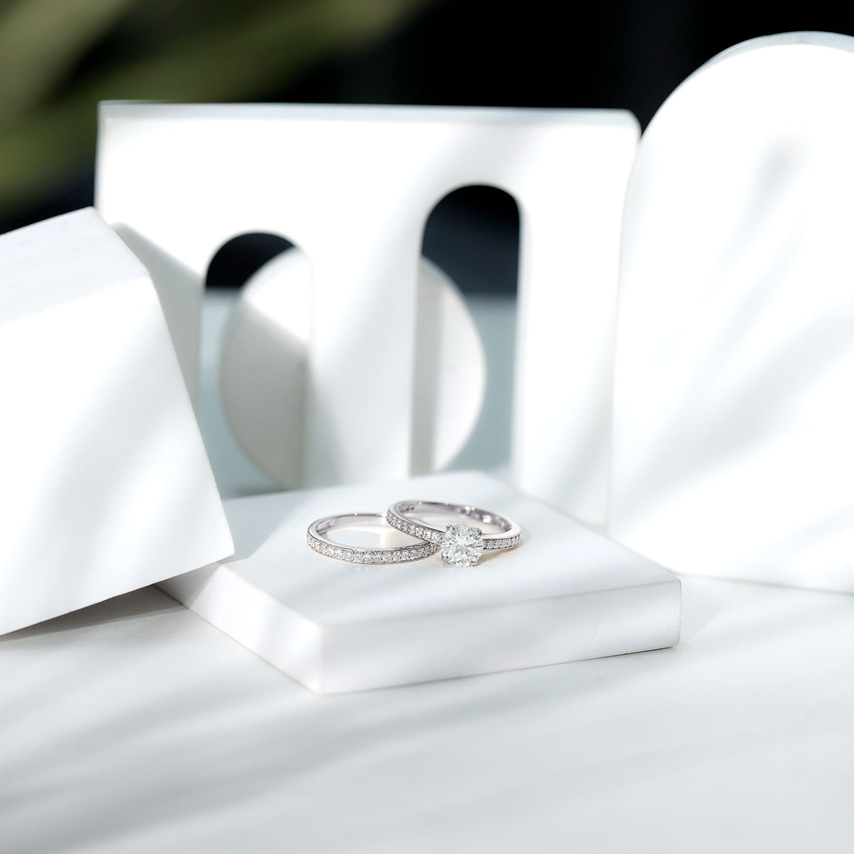 1 Carat Lab Grown Diamond Wedding Ring Set with IGI Certificate Lab - ( E-VS1 ) - Rosec Jewels