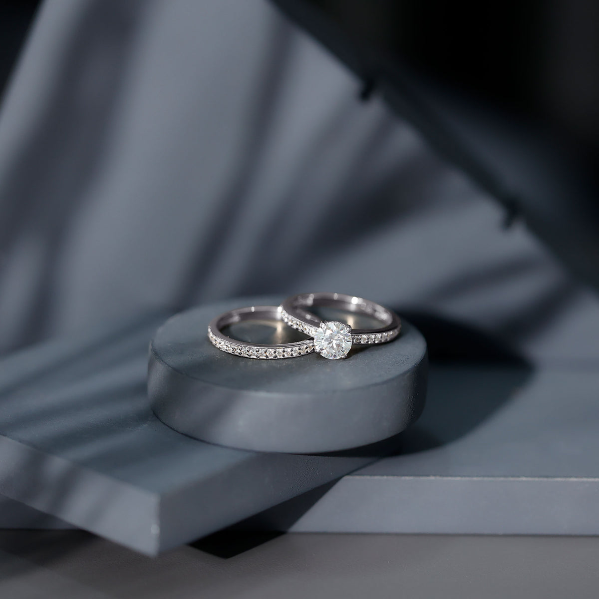 1 Carat Lab Grown Diamond Wedding Ring Set with IGI Certificate Lab - ( E-VS1 ) - Rosec Jewels