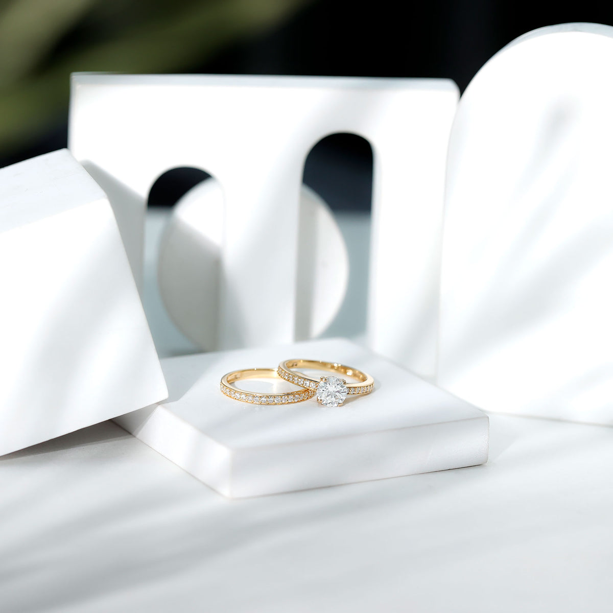 1 Carat Lab Grown Diamond Wedding Ring Set with IGI Certificate Lab - ( E-VS1 ) - Rosec Jewels